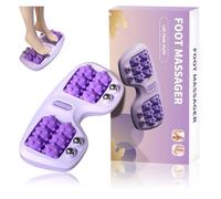 MAGIMODAC Portable Dual Foot Massage Roller Deep Tissue Acupressure Massager Stress Relief Feet Reflexology Tool for Home and Office Use (Purple)