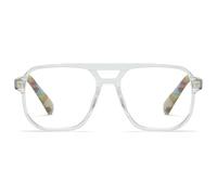 MAGIMODAC Retro Double Bridge Reading Glasses Anti Blue Light Blocking Spring Hinges Readers Eyeglasses Large Rectangular Frame Ladies Mens Transparent +2.00