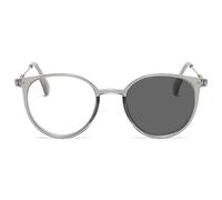 MAGIMODAC Round Photochromic Reading Glasses Sun Readers Anti Blue Light Blocking Sunglasses UV Protection Eyewear Transition Eyeglasses Ladies Men Transparent Grey +1.5