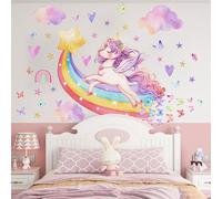 MagiMural Colorful Rainbow Unicorn Wall Stickers, Star Butterfly Cloud Peel and Stick Wall Decals, Baby Room Nursery Kids Bedroom Art Wall Decor