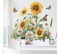 MagiMural Flower Wall Stickers, Boho Wildflower Flower Wall Decals for Wall, Peel and Stick Wall Decals Living Room Bedroom Nursery Girls, Floral Wall Decor & Gifts for Mom (Sunflower)