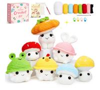 MAGIMUSE Crochet Kit for Beginners, Crochet Starter Kits for Adults & Kids Amigurumi Craft Knitting Crochet Animals Kits Gift w Step-by-Step Video Tutorials, Mushroom Family