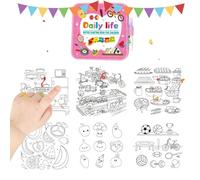 Magisches Wasser-Malbuch für Kinder - Wiederverwendbares Aquarellbuch mit Zauberstift - Malset für Kleinkinder - Ideal für Reisen, Auto & Unterwegs - Fleckenfrei & Pädagogisch (Cartoon)