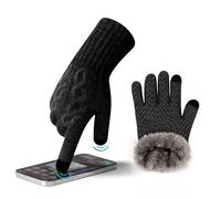 MAGISDU Alpaca Gloves Women Touch Screen Fleece Lined - Thermal Winter Gloves for Ladies with Anti-Slip Grip and Elegant Cable Jacquard for Ski Scooter Driving Running Dog Walking Smartphone