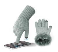 MAGISDU Alpaca Gloves Women Touch Screen Fleece Lined - Thermal Winter Gloves for Ladies with Anti-Slip Grip and Elegant Cable Jacquard for Ski Scooter Driving Running Dog Walking Smartphone