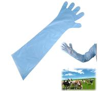 MagiSel Veterinary Gloves, Long Sleeve Veterinary Gloves, Disposable Soft Plastic Film Gloves for Livestock Insemination, for Vets, Animal Insemination, Household Cleaning, Light Blue, Pack of 50
