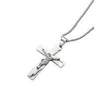 Magitaco Cross Necklace for Men Bible Prayer Pendant Stainless Steel Crucifix Chain Religious Jesus Byzantine Catholic Christian Jewelry U7 Women Sterling Silver Baptism Pendant - Gold, Stainless