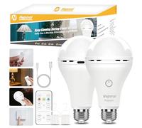 MagixPro Remote Rechargeable Light Bulbs, USB & Socket Charging, 1800mAh Battery, Dimmable LED Bulb for Hardwired & Non-Wired Lamps Sconces, Touch + Remote Control, Wall Switch Compatible, 2 Pack
