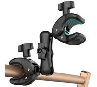 MAGJIEYX Double Clamp Mount, 360° Rotation Action Camera Mount with Magic Arm for Motorcycle Photography Reflector Desktop Strollers Golf Cart Stable & Portable Bike Handlebar Clamp