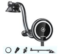 MAGJIEYX Fits Magsafe Car Mount Wireless Charger, Gooseneck Long Arm Suction Cup,Dashboard/Vent/Windshield for iPhone 14/13/12 Series/MagSafe Case/with Fast Charging[18W QC 3.0Adapter]