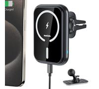 MAGJIEYX for MagSafe Car Mount Charger, 15W Car Phone Holder Wireless Charger Fast Charging Strong Magnet for iPhone 16 15 14 13 12 MagSafe Case, Fits Dashboard Air Vent Bumpy Road Trip Accessories