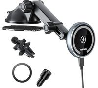 MAGJIEYX for MagSafe Car Mount Charger, Magnetic Wireless Fast Charging for iPhone15,14, 13, 12 Pro Max,Plus,Mini,3-in-1 Vent/Dash/Windshield Auto-Alignment Phone Holder (36W QC3.0 Adapter)