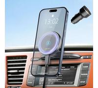 MAGJIEYX for MagSafe CD Car Mount Charger, 15W Wireless Car Charger with QC3.0 Adapter Stable CD Slot Phone Mount with 3M Dashboard Pad for iPhone 16 15 14 13 12 Pro Max Plus All Smartphone Black
