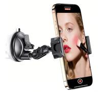 MAGJIEYX Suction Cup Mirror Phone Holder, Portable Content Creator Phone Mount for Car Bathroom Kitchen Makeup Selfies 360° Rotatable Wall Mount Fits for iPhone Samsung all Smartphones (Not Light)