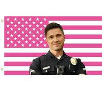 MAGJIUKE Tim Bradford American The Rookie Flag Wall Tapestry,Pink Eric Winter Wall Hanging Decor for Bedroom,3x5 Ft