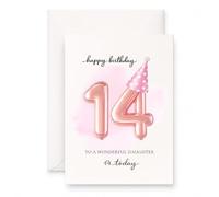 MAGJUCHE 14th daughter birthday card, 5x7 Inch, Envelope Included