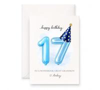 MAGJUCHE 17th birthday card for great grandson, 5x7 Inch, Envelope Included