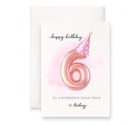 MAGJUCHE 6th birthday card for great niece, 5x7 Inch, Envelope Included