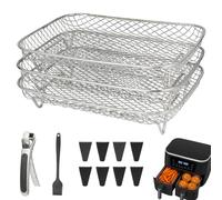 Magla Rectangle Ninja Air Fryer Rack Set. Air Fryer Accessories for Ninja Dual Air Fryer AF300UK, AF400UK and Salter/Instant/Tower Double Air Fryers etc, Air Fryer Basket, Kitchen Accessories