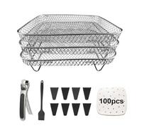 Magla Square Air Fryer Rack Set. Compatible with Ninja Air Fryer Speedi 5.7L, Max Pro 6.2L, Cosori Air Fryer 5.5L, 6.4L and Tefal Air Fryer 6.5L etc. Air Fryer Basket. Air Fryer Accessories. UK Brand
