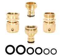 MAGLAUG Expandable Hose Tap Connector Kit, Brass Outside Outdoor Tap Connector Male Watering Nozzle Adapter & 3/4 Double Female Male Expanding Garden Hose Quick Connector for Flexible Hosepipe