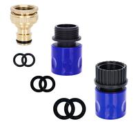MAGLAUG Hose Tap Connector Fitting Set, Brass Outside Tap Connector 3/4 and 1/2 Outdoor Tap Kit & & 3/4 Male Female Expandable Garden Hose Attachments for Expanding Hosepipe (Brasstap +2expanding end)
