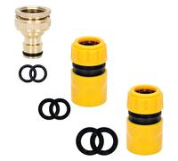 MAGLAUG Hose Tap Connector Fitting Set, Outside Tap Connector Brass 3/4 and 1/2 2in1 Outdoor Tap Kit & Hose End Quick Connectors Faucet Adapter Attachments for Garden Hosepipe (Brasstap +2hose end)