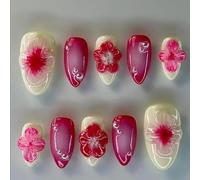 MAGLFELL - Nail design: this almond shape is hand painted and the color and pattern are polished with gel, instead of printing with ink.False nails can be done in 5 minutes and can be done in 5