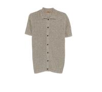 Maglia cardigan con bottoni mezza manica a costine e collo camicia - male - Barena Venezia - Cardigans - Beige - S - Knitwear S