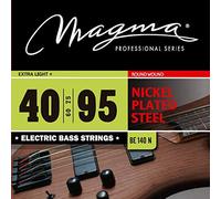 Magma - 1 Set Nickel Plated Steel Electric Bass Strings - Light Extra Tension+, Scale 34" - Set of 4 Strings (.040" - .060" - .075" - .095") - BE140N