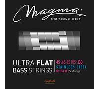 Magma - 1 Set of Ultra FLAT Stainless Steel Electric Bass Strings - Medium Tension - 5 Strings, 34" Scale - Set of 5 Strings (.045" - .065" - .085" - .105" - .130) - BE175SUF