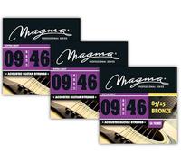 Magma - 3 Sets Extra Light Gauge Acoustic Guitar Strings 09-46 85/15 Bronze Acoustic Strings (.009" - .046") - GA110B85