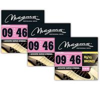 Magma - 3 Sets Ultra Light Gauge Acoustic Guitar Strings 09-46 85/15 Bronze Acoustic Strings (.009" - .046") - GA100B85