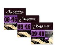 Magma - Acoustic Guitar Strings - 3 Sets of 09-46 Gauge Extra Light Phosphor Bronze Acoustic Strings (.009" - .046") - GA110PB