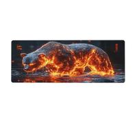 Magma-Melt Bear Mouse Pad In Big Extended Non-Slip Rubber Base Mousepad With Stitched Edges Gaming Pc Desktop Large Mouse Pad 11.8x31.5