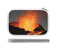 Magma Volcanoes Eruption Pencil Case Holder Pouch Stationery Pen Bag PU Leather Organizer
