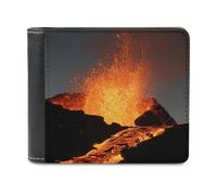Magma Volcanoes Eruption Slim Bifold Wallet Minimalist Wallets Pouch with Card Slots for Men Women