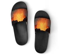 Magma Volcanoes Eruption Women's House Slippers for Men Shower Slides Bathroom Shoes Sandals 41 (255mm)