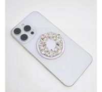 [MagmaRise] Glamor Magnetic Phone Grip & Kickstand, Crystal Rhinestone & Faux Pearl Design, Compatible with iPhone/Galaxy, Metal Ring Included, Elegant Gift for Her - ((Stellar Reflection))