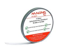 Magna-C Self-Adhesive Metal Tape - White - Base for Magnets - Flexible and Easy to Cut to Size - 10 m x 15 mm x 1.2 mm