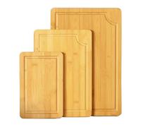 Magna Retail Bamboo Chopping Board Set Of 3 With Juice Grooves Wooden Cutting Board For Carving Bread, Meat, Cheese Serving Platters