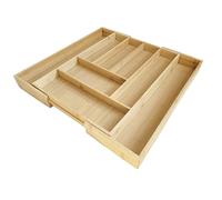 MAGNA RETAIL Bamboo Extendable Cutlery Drawer Organiser | Extra Large Utensil Holder 6-8 Adjustable Compartments | Utensil Drawer Organiser | Cutlery Tray | Wooden Tray for Kitchen