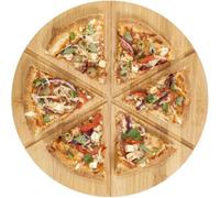 Magna Retail Bamboo Pizza Cutting Board 33Cm Serving Pizza Tray With 6 Groove Guides Round Board Serving Platter