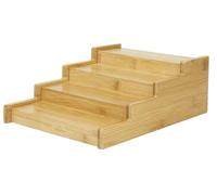 MAGNA RETAIL Bamboo Spice Rack Organiser | Tiered Extending Spice Organiser | Kitchen Storage Rack | Seasoning and Small Jars Kitchen Countertop Organizer | Extendable Shelf (4-Tier)