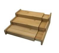 MAGNA RETAIL Bamboo Spice Rack Organiser | Tiered Extending Spice Organiser | Kitchen Storage Rack | Seasoning and Small Jars Kitchen Countertop Organizer | Extendable Shelf (3-Tier)