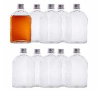 MAGNA RETAIL Glass Bottles with Lids | Pack of 10 | Airtight Screw Cap | Reusable Hip Flask | Empty Glass Bottle for Sloe Gin, Whisky, Liqueur or Homemade Vinegar & Sauces | Spell Jars (350ml)