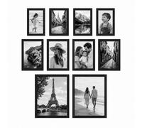 Magna Retail Hanging Picture Frames Set Of 10 Wall Mountable Or Free Standing Black Photo Frame 3 Sizes Photo Wall Display
