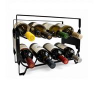 Magna Retail Metal Wine Rack 8 Bottle Shelf Capacity Wine Racks Free Standing Stackable Home Bar Bottle Holder Drink Organiser