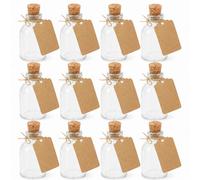 Magna Retail Mini Glass Bottles Set Of 12 Wedding Favours 50Ml Potion Bottles With Cork Stoppers Includes Labels & String Glass Jars