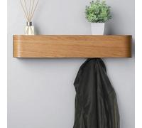 Magna Retail Oak Coat Rack Wall Mounted With Shelf And 5 Hidden Hooks Modern Coat Stands For Hallway Solid Wood Veneer Panel